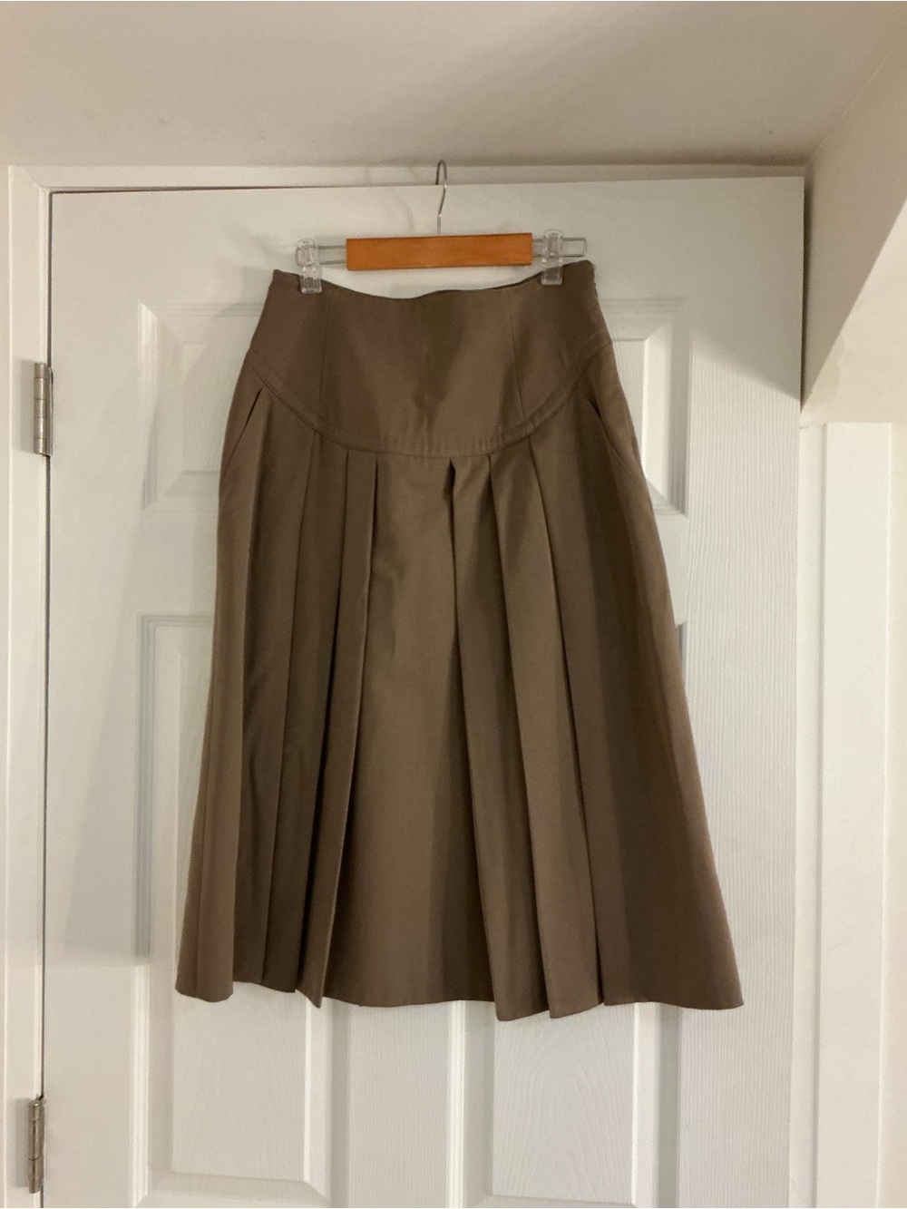 Giorgio Armani Taupe Pleated A-Line Skirt